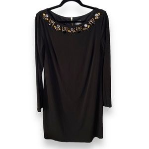 Vince Camuto Black Jeweled Long Sleeve Party Fancy Dress Size 12